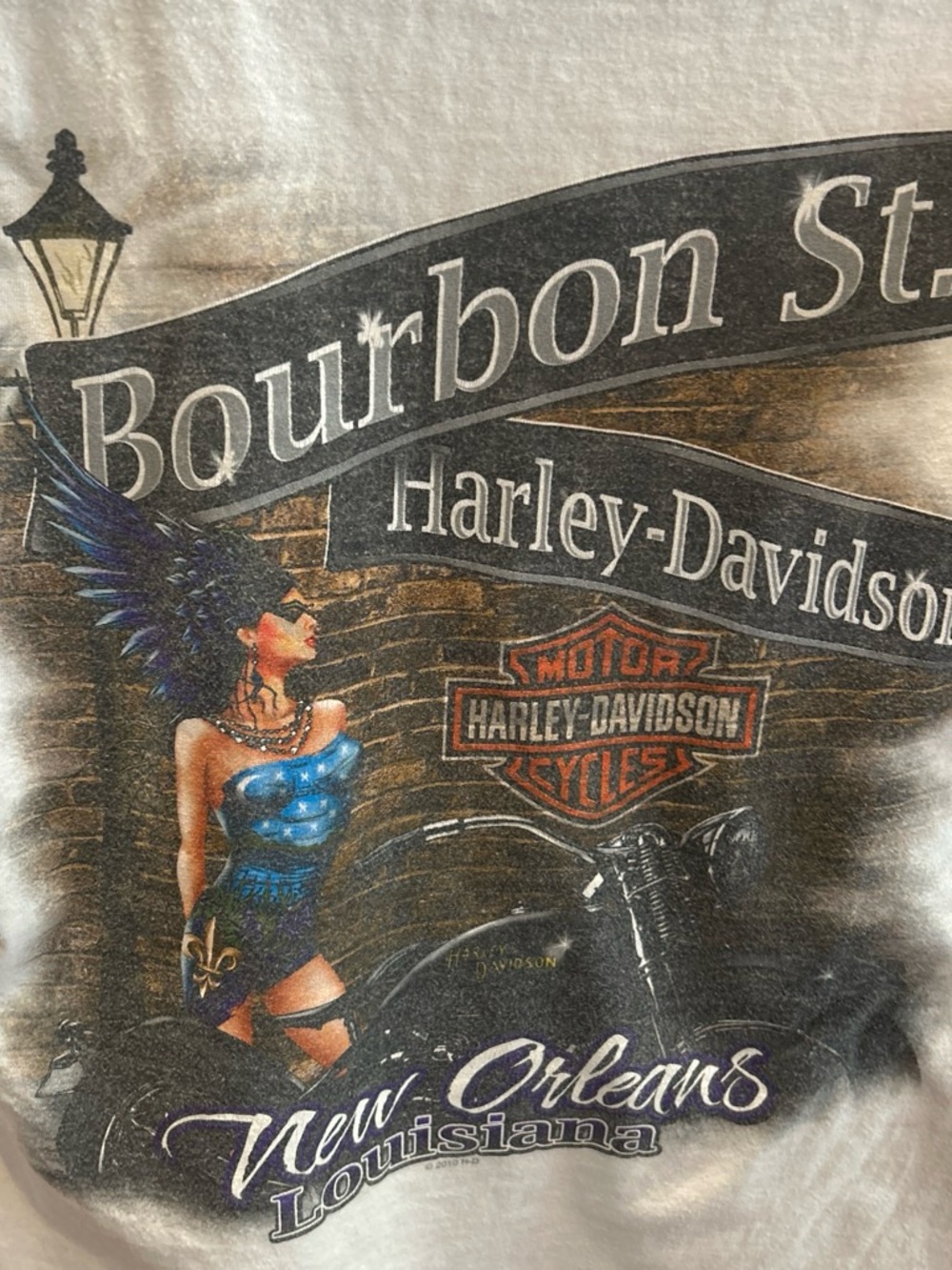Harley-Davidson Blue Black medium Bourbon Street Graphic Tee New Orleans pin up